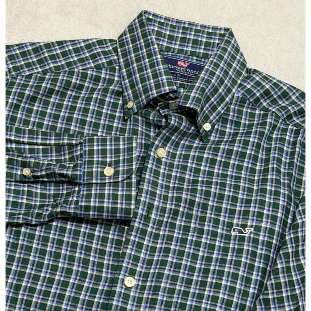 Vineyard Vines Tucker Shirt Men Small Green Plaid Slim Fit Button Down Cotton